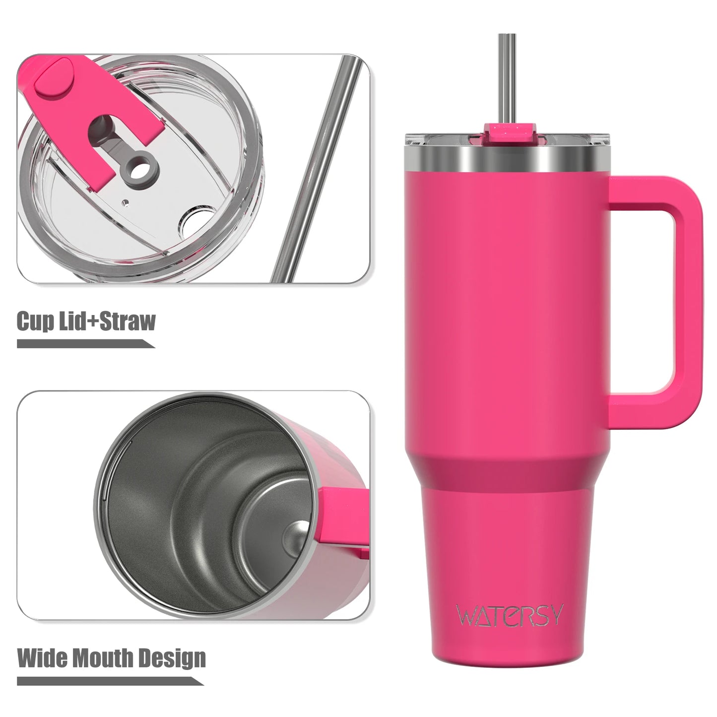Tasse thermique avec poignée et paille