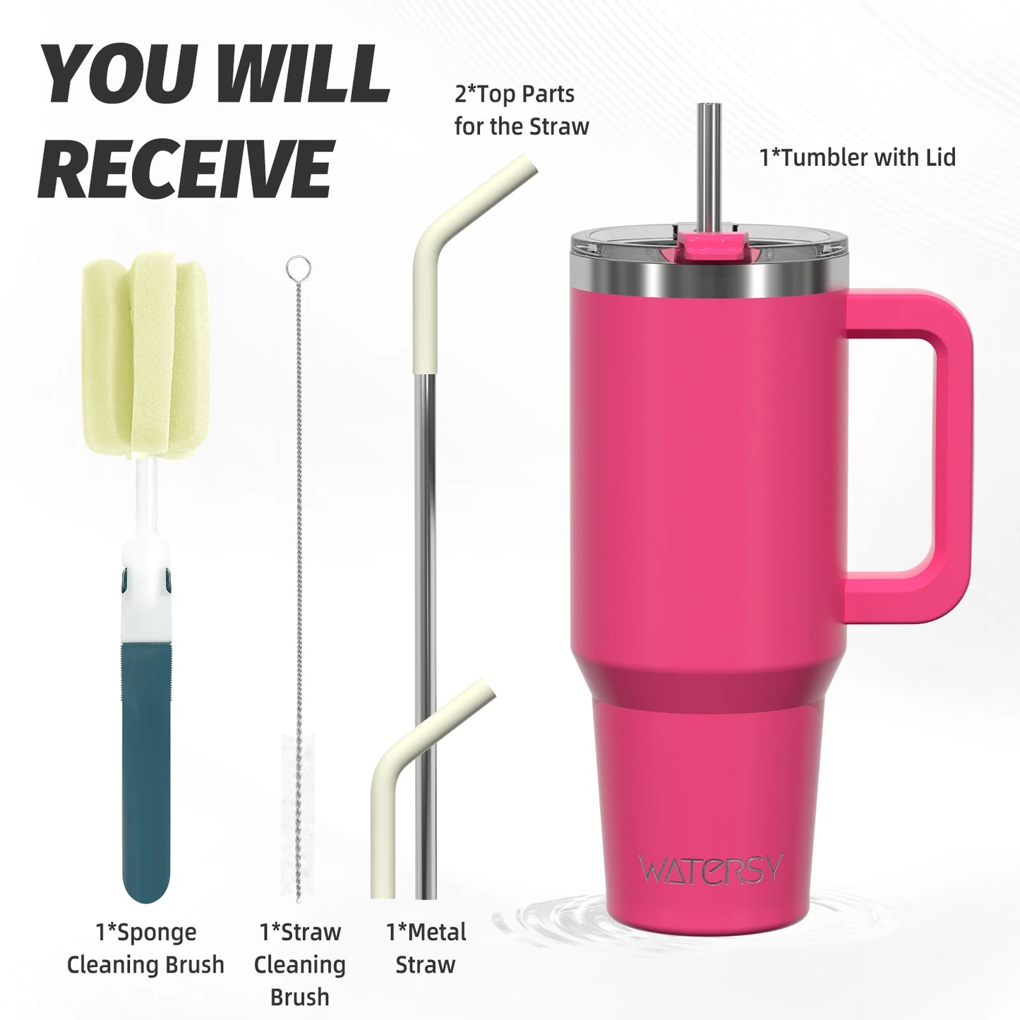 Tasse thermique avec poignée et paille